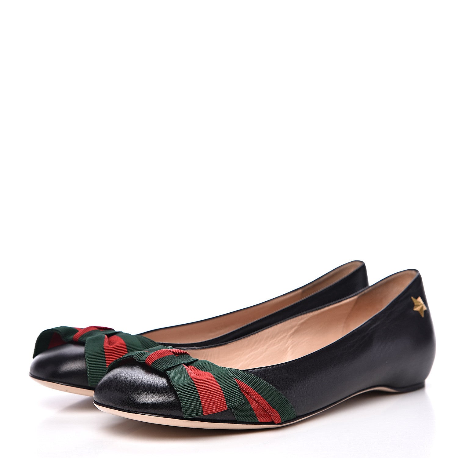 Gucci Calfskin Web Bow Ballerina Flats 36 Black 3 of 11