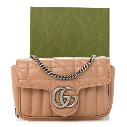Gucci Calfskin Matelasse Aria Super Mini GG Marmont Shoulder Bag Camelia 11 of 11