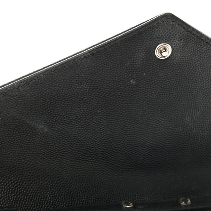 Saint Laurent Grain De Poudre Matelasse Chevron Monogram Chain Wallet Black 9 of 13