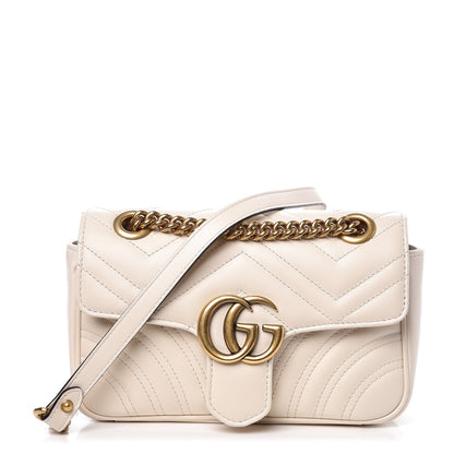 Gucci Calfskin Matelasse Mini GG Marmont Shoulder Bag White 1 of 9