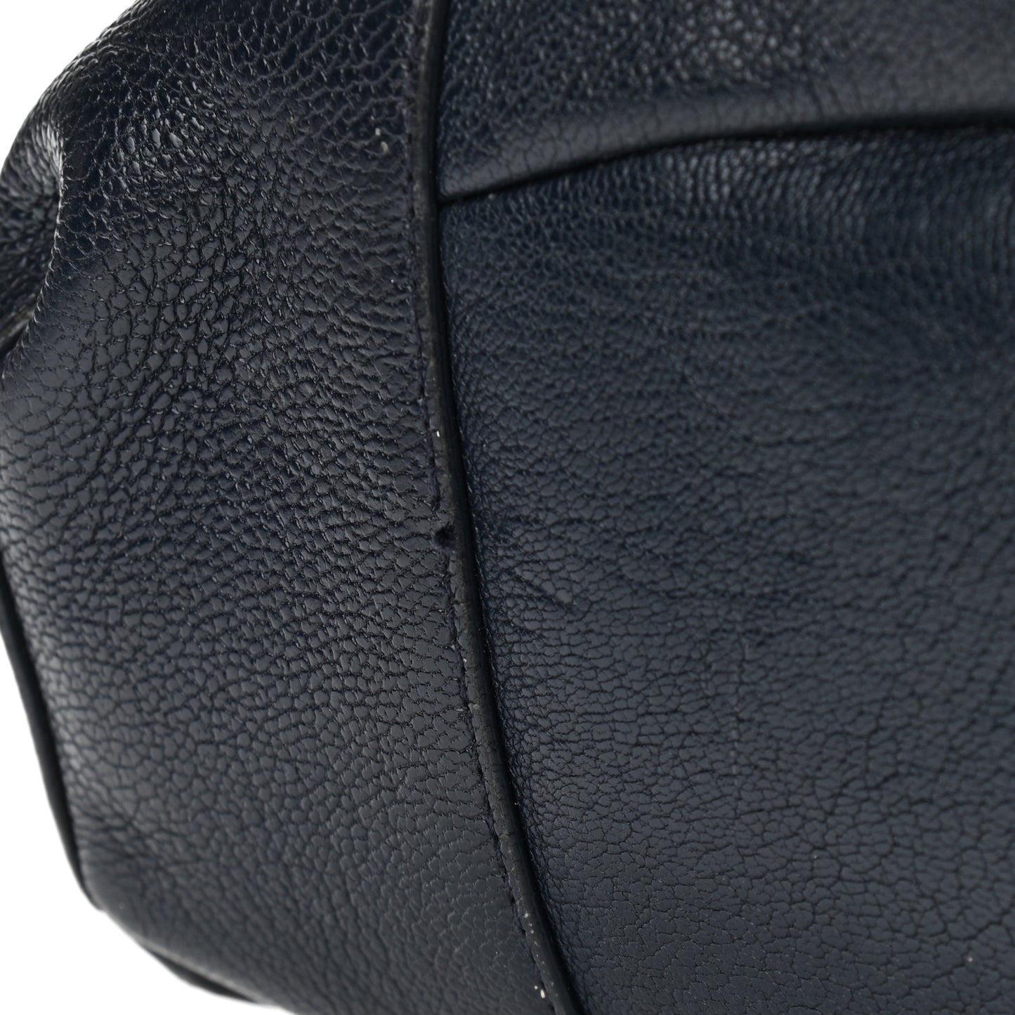 Chevre Gold Metallic Edge Hardware Backpack Bleu Nuit