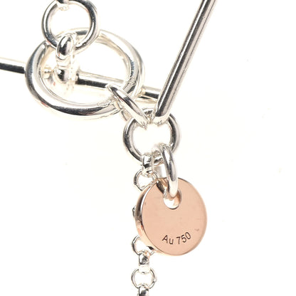 Hermes Sterling Silver 18K Rose Gold PM Ex-Libris Pendant Necklace 5 of 6