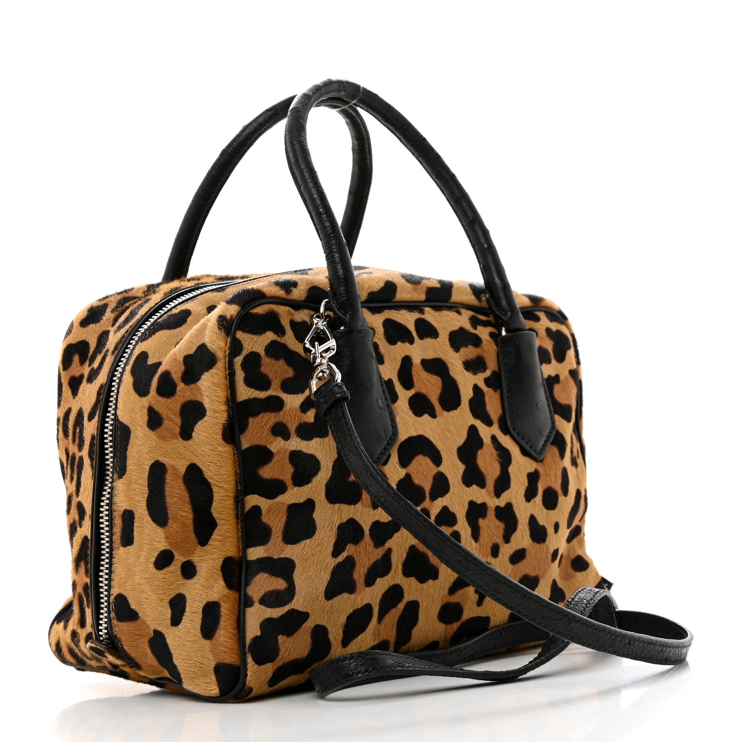 Prada Calf Hair Ostrich Leopard Print Inside Tote 3 of 15