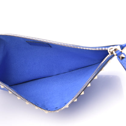 Valentino Garavani Pebbled Calfskin Large Rockstud Zip Pouch Acid Blue 5 of 7