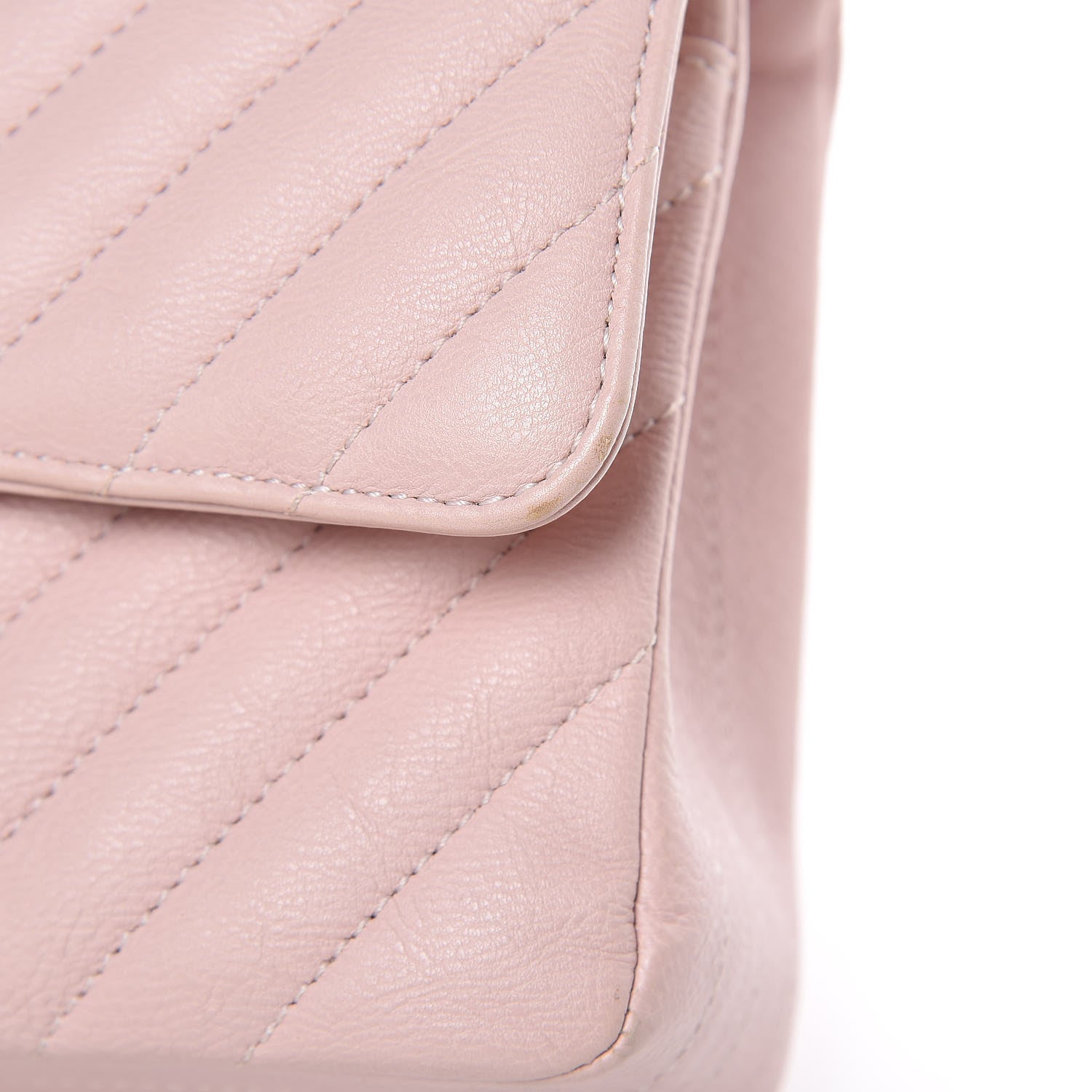 Chanel Calfskin Chevron Quilted Medium Double Flap Light Pink 14 of 15