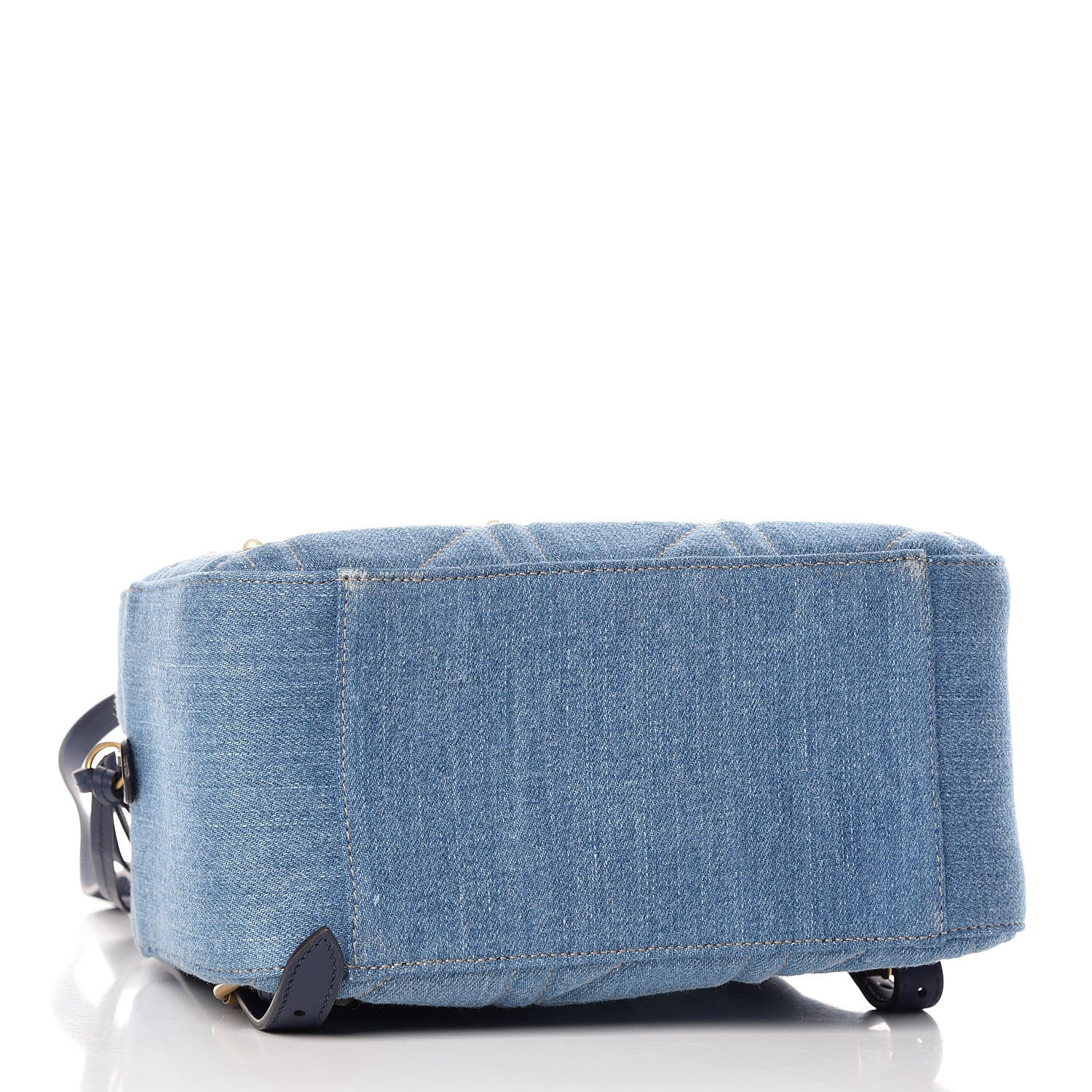 Gucci Kura Denim Matelasse Cubic Pearl Studded GG Marmont Dome Backpack Blue 4 of 13