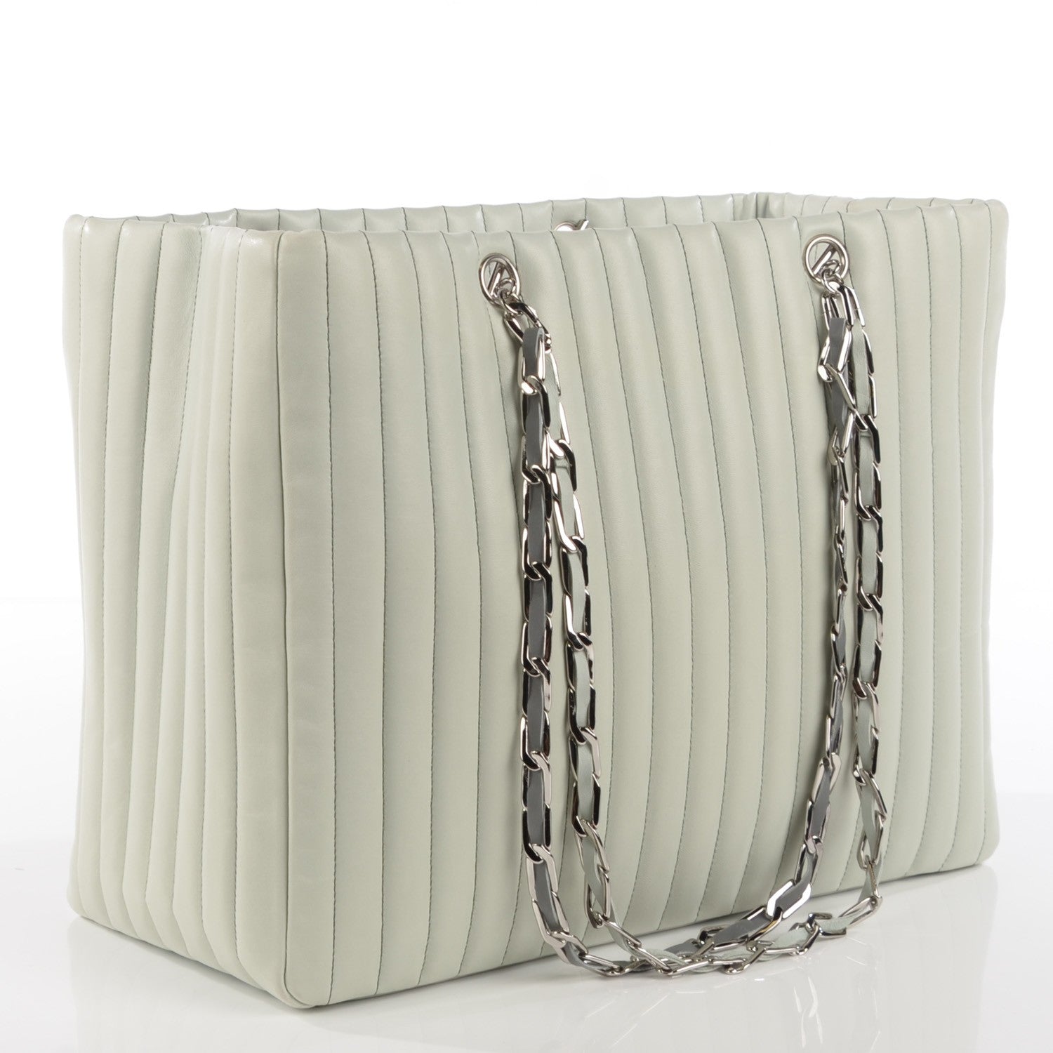 Chanel Lambskin Vertical Quilted Large Mademoiselle Tote Light Green 3 of 7