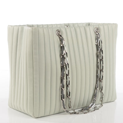 Chanel Lambskin Vertical Quilted Large Mademoiselle Tote Light Green 3 of 7