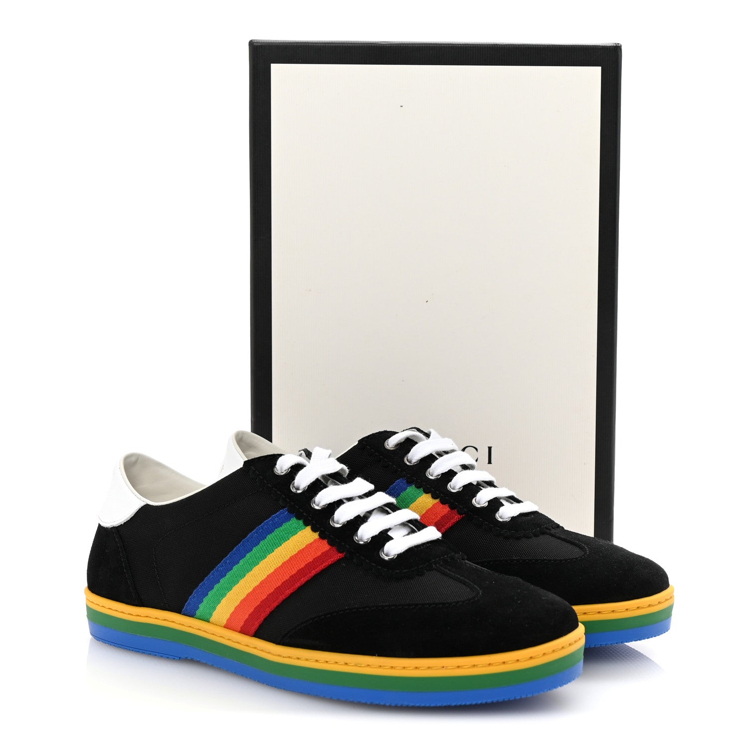 Gucci Suede Rainbow Womens G74 Sneakers 35 Black 10 of 10