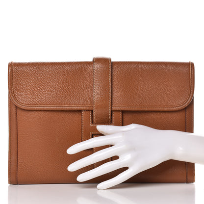 Hermes Taurillon Clemence Jige PM Clutch Gold 2 of 19
