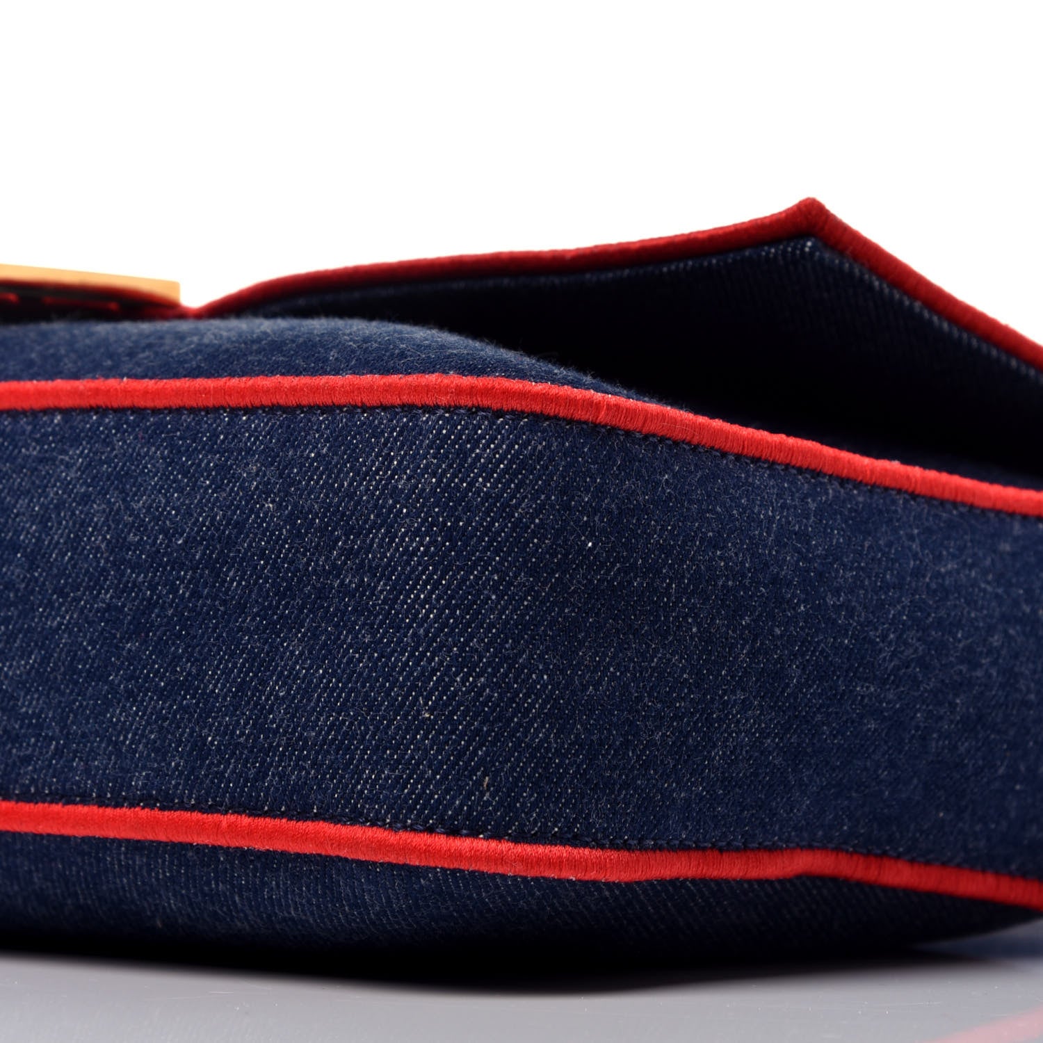 Fendi Denim Large Baguette Blue Rosso 10 of 10