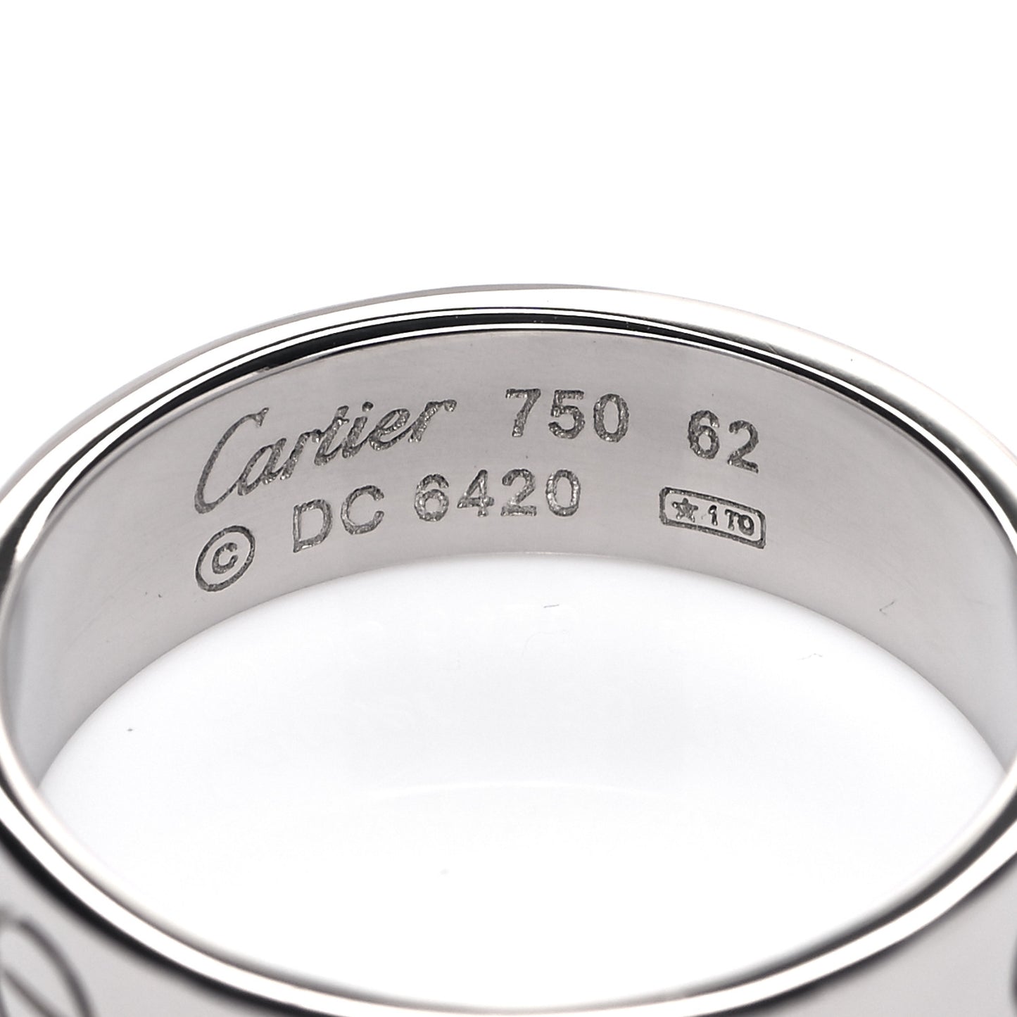 18K White Gold 6mm LOVE Ring 62 10