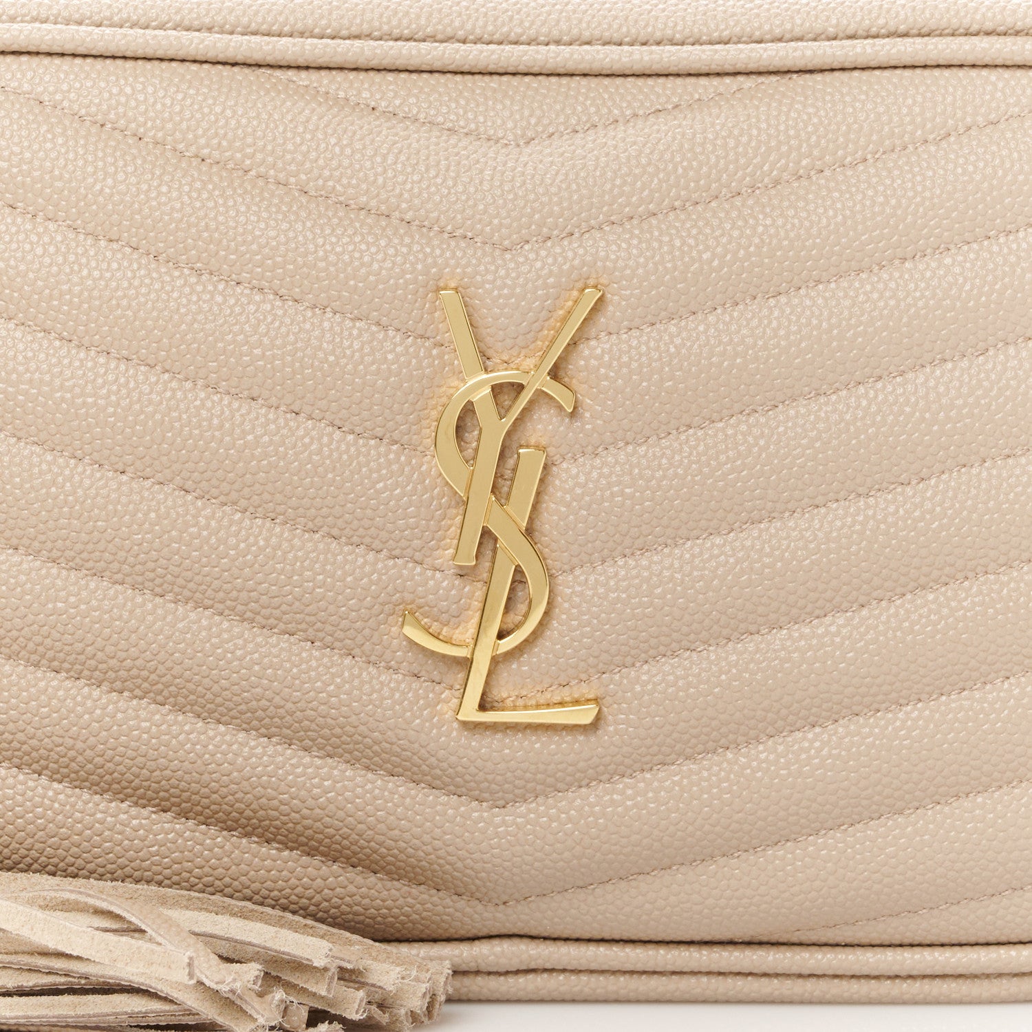 Saint Laurent Grain De Poudre Matelasse Monogram Mini Lou Camera Bag Dark Beige 8 of 10