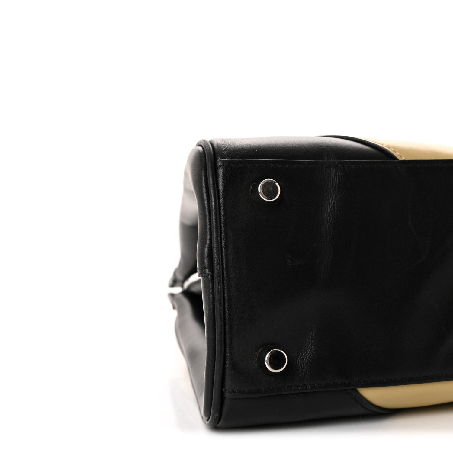 Gucci Smooth Calfskin Diagonal Striped Small Zumi Top Handle Bag Black Beige 9 of 10