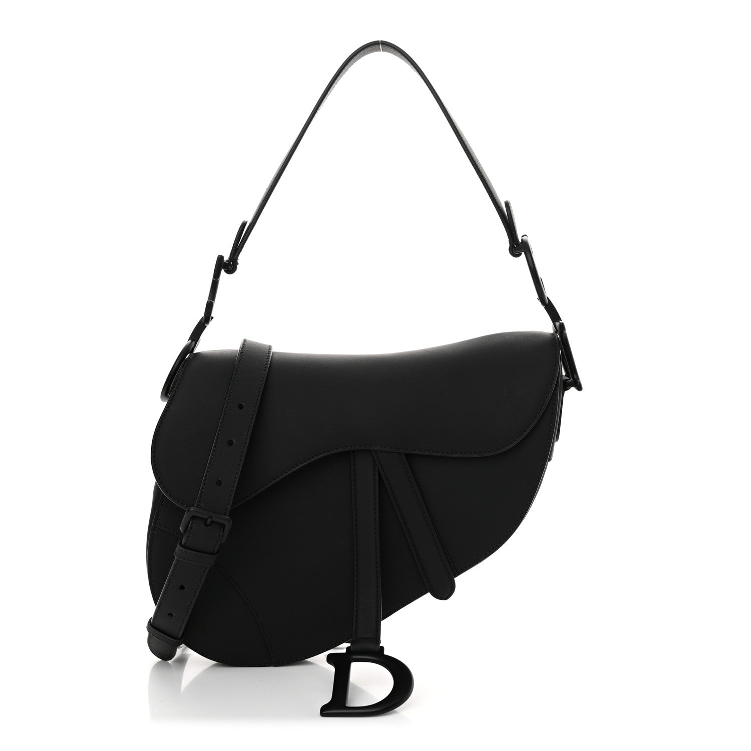 Christian Dior Ultra Matte Calfskin Saddle Bag With Strap Black Black 1 of 11