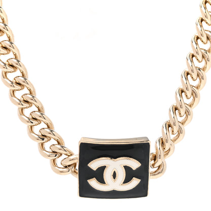 Chanel Metal Enamel CC Square Choker Gold Black White 1 of 6