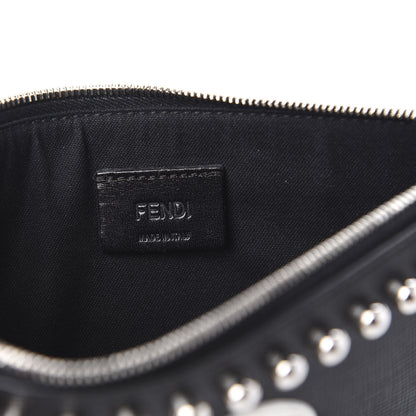 Fendi Vitello Elite Mink Fur Studded Karlito Zip Pouch Black 6 of 7
