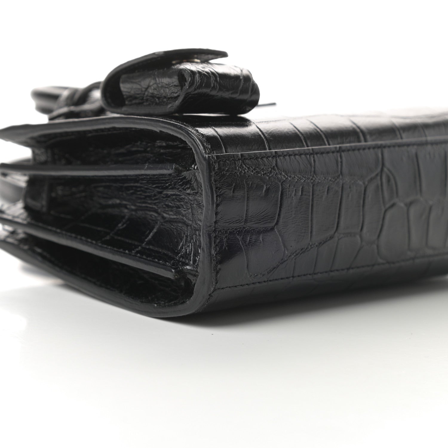 Saint Laurent Calfskin Crocodile Embossed Toy Sac De Jour Black 9 of 11