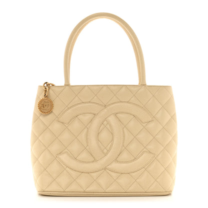 Chanel Caviar Quilted Medallion Tote Light Beige 1 of 15
