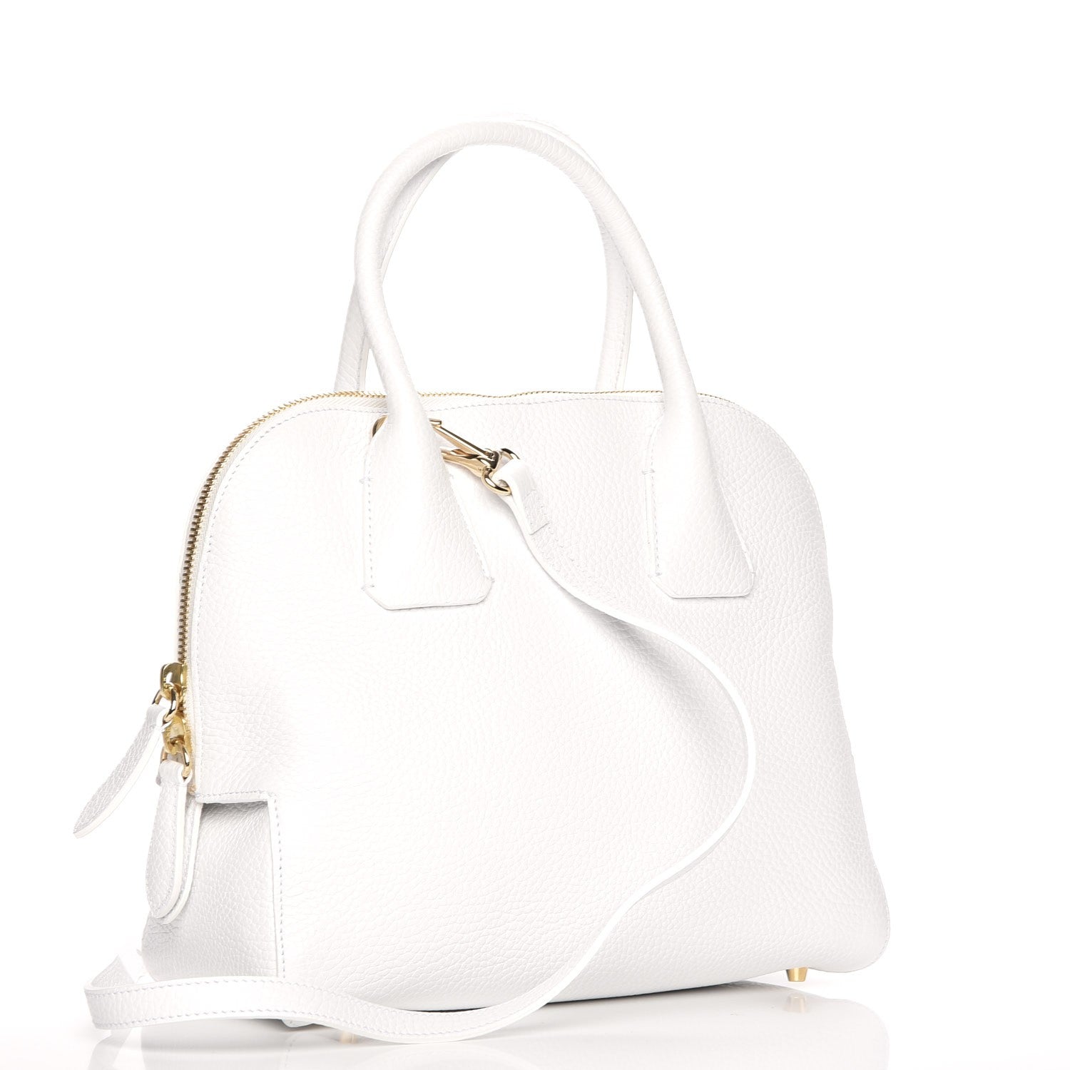Burberry London Grainy Calfskin Small Greenwood Bowling Bag White 4 of 11
