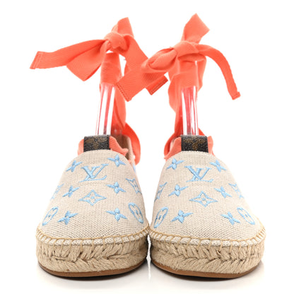 Louis Vuitton Canvas Monogram Starboard Espadrille Flats 38 Blue 2 of 8