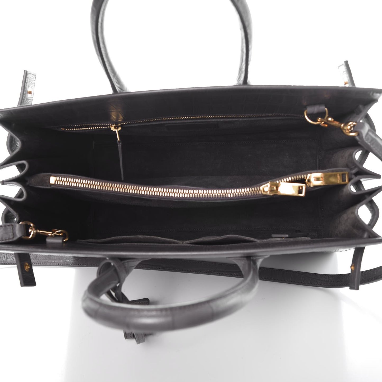 Calfskin Crocodile Embossed Small Sac De Jour Fog