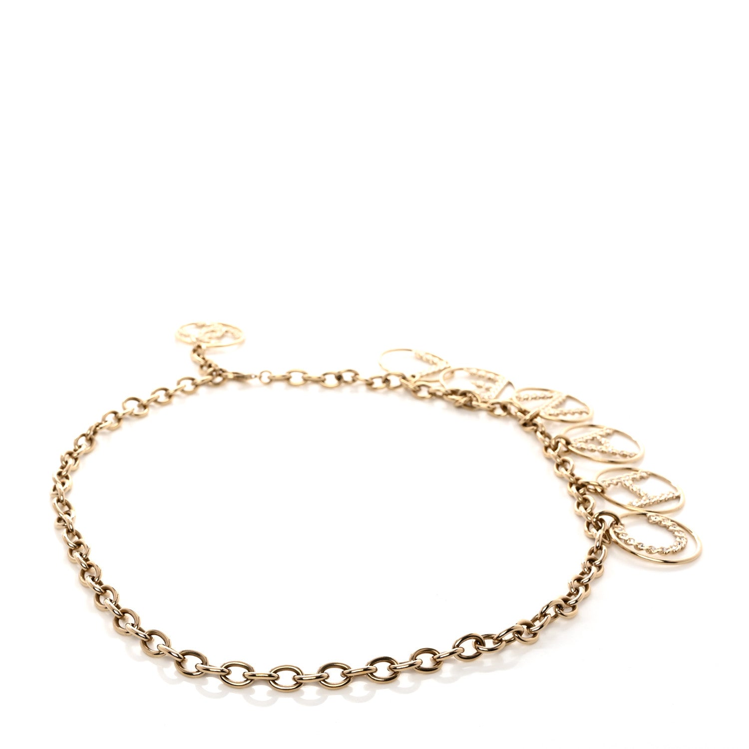 Chanel Metal Strass Crystal Chain Logo Belt Gold 2 of 3