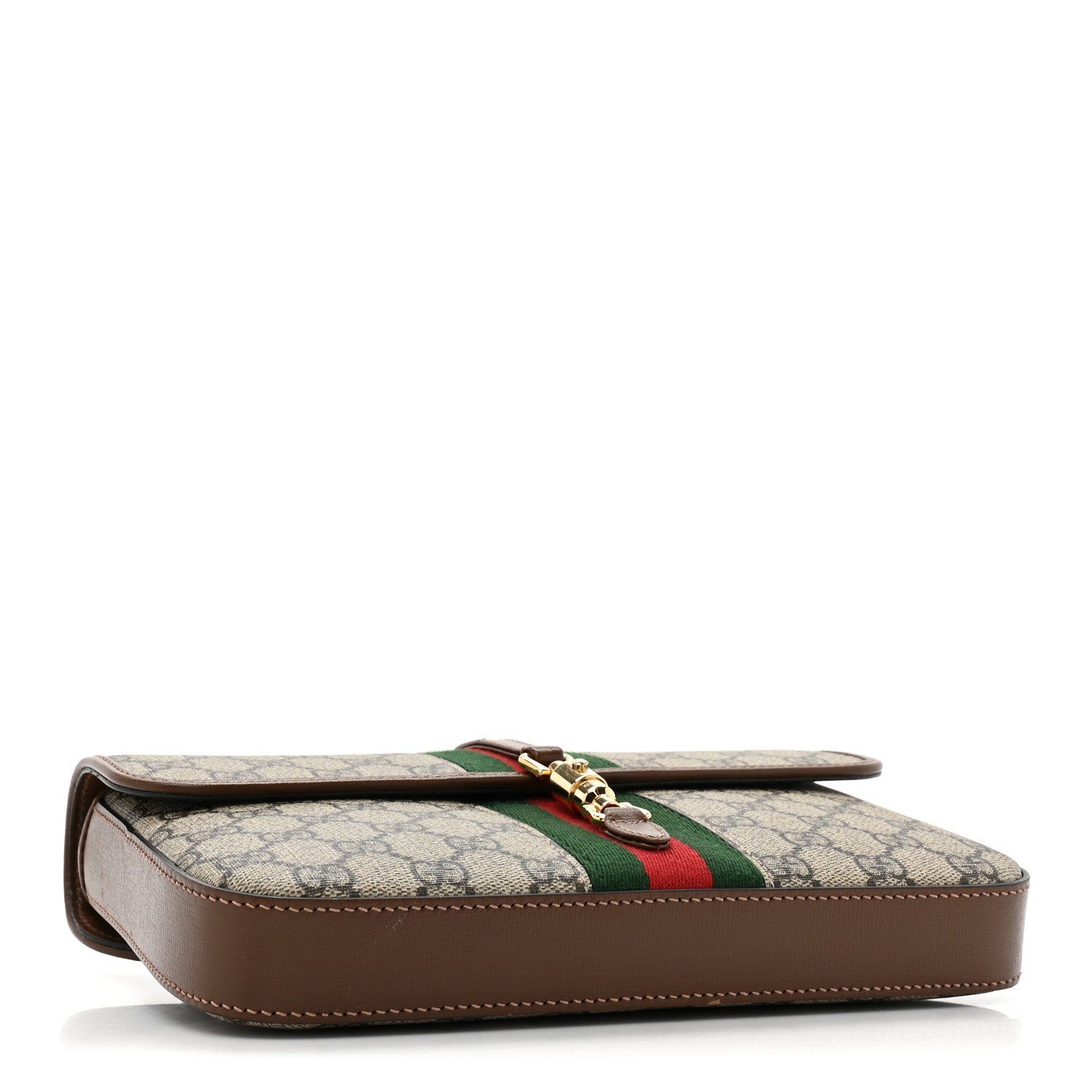 Gucci GG Supreme Monogram Azalea Calfskin Web Jackie 1961 Belt Bag 90 36 Beige Ebony Brown Sugar 4 of 10