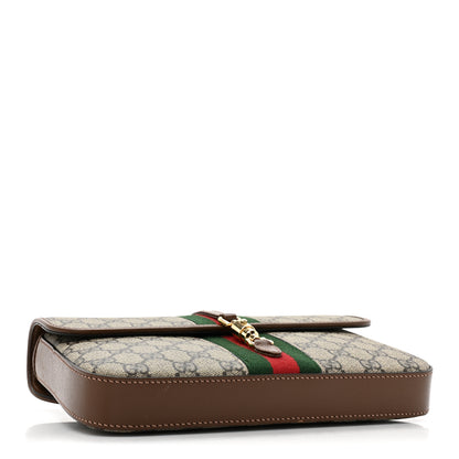 Gucci GG Supreme Monogram Azalea Calfskin Web Jackie 1961 Belt Bag 90 36 Beige Ebony Brown Sugar 4 of 10