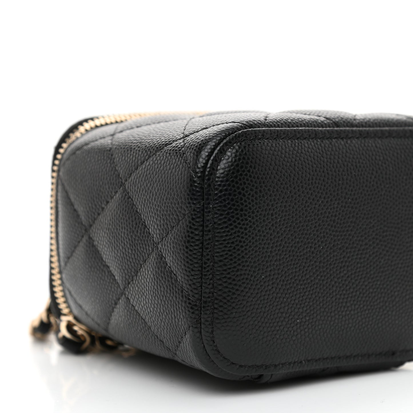 Caviar Quilted Mini Vanity Case With Chain Black