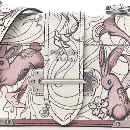 Prada X JAMES JEAN Glace Calfskin Rabbit Print Cahier Bag Opaline 9 of 9
