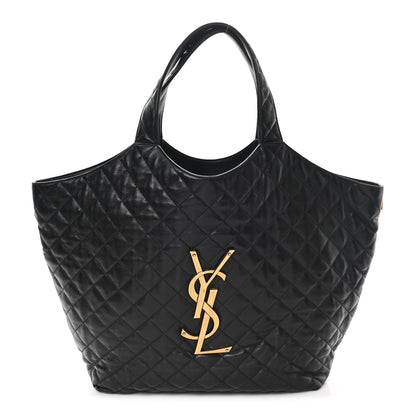 Saint Laurent Lambskin Quilted Maxi Icare Shopping Tote Black 1 of 10