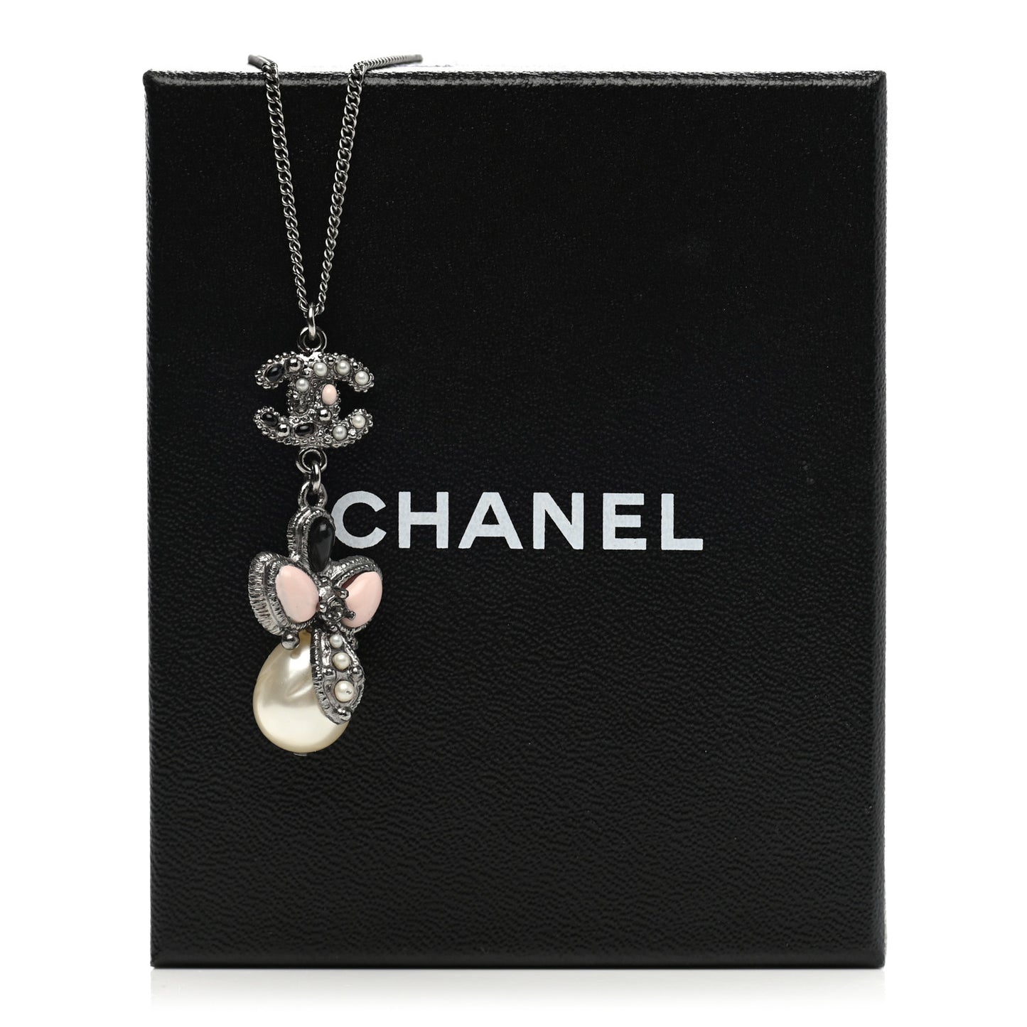 Ruthenium Pearl CC Drop Necklace