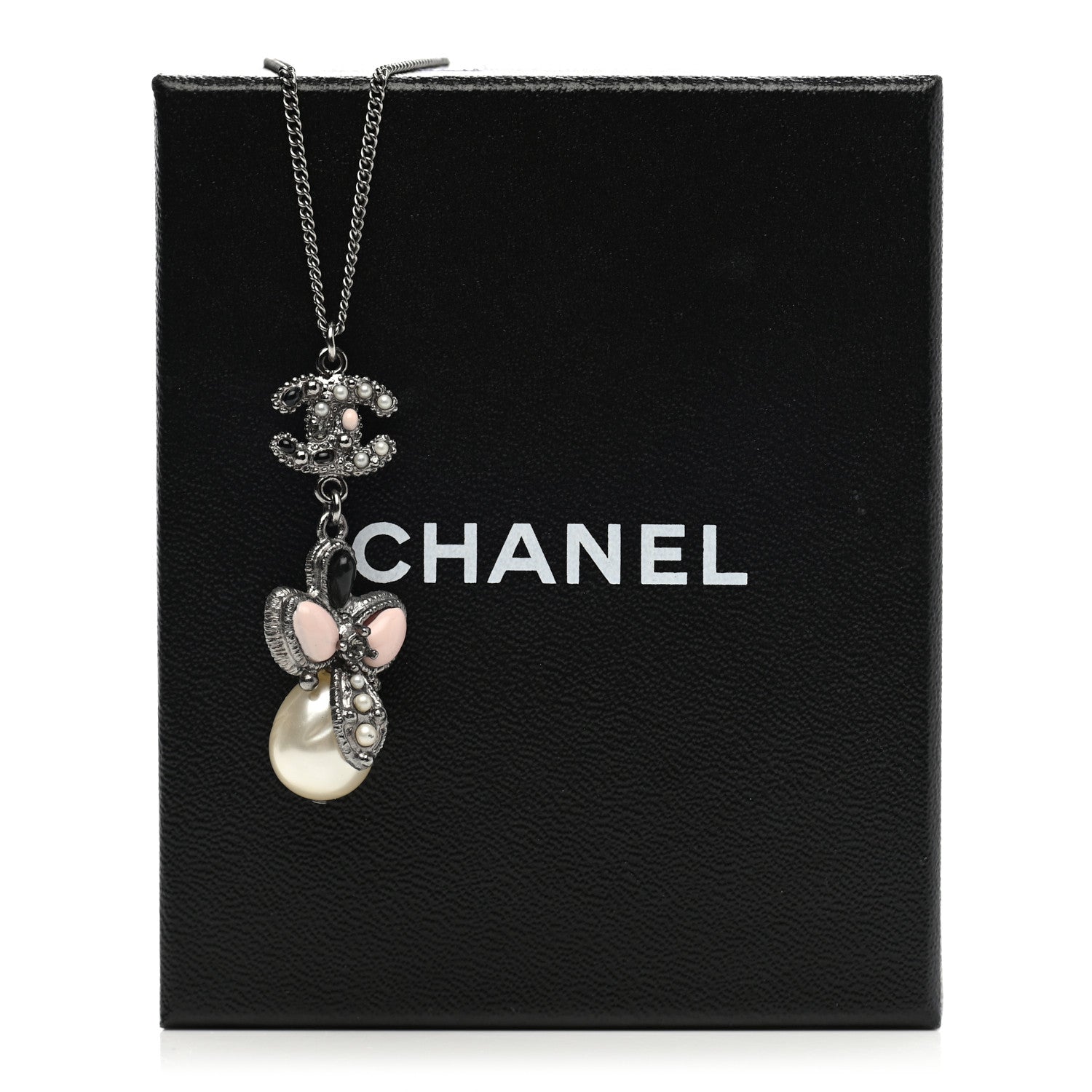 Chanel Ruthenium Pearl CC Drop Necklace 8 of 8