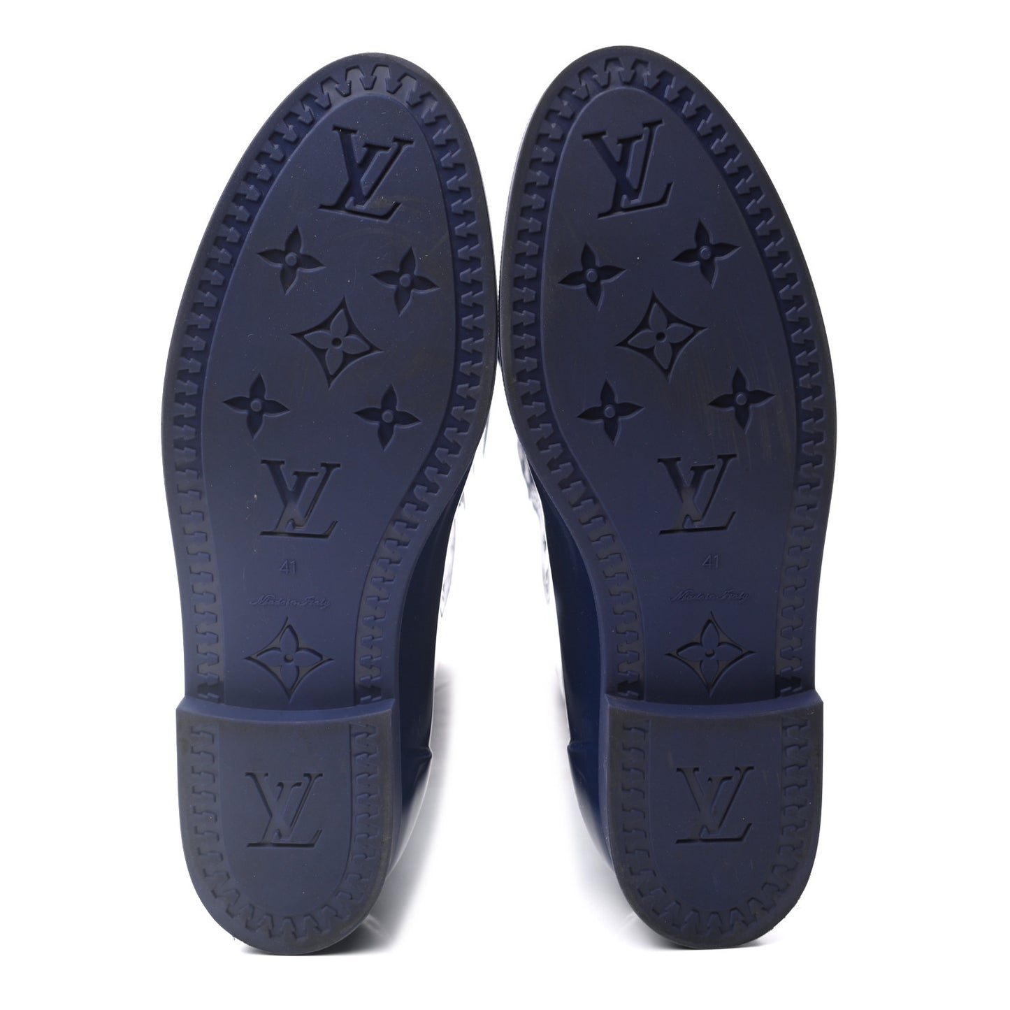 Rubber Embossed Monogram Drops High Rain Boots 41 Blue