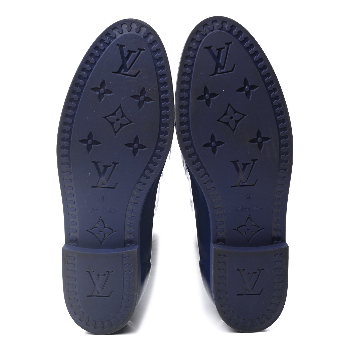 Louis Vuitton Rubber Embossed Monogram Drops High Rain Boots 41 Blue 5 of 9