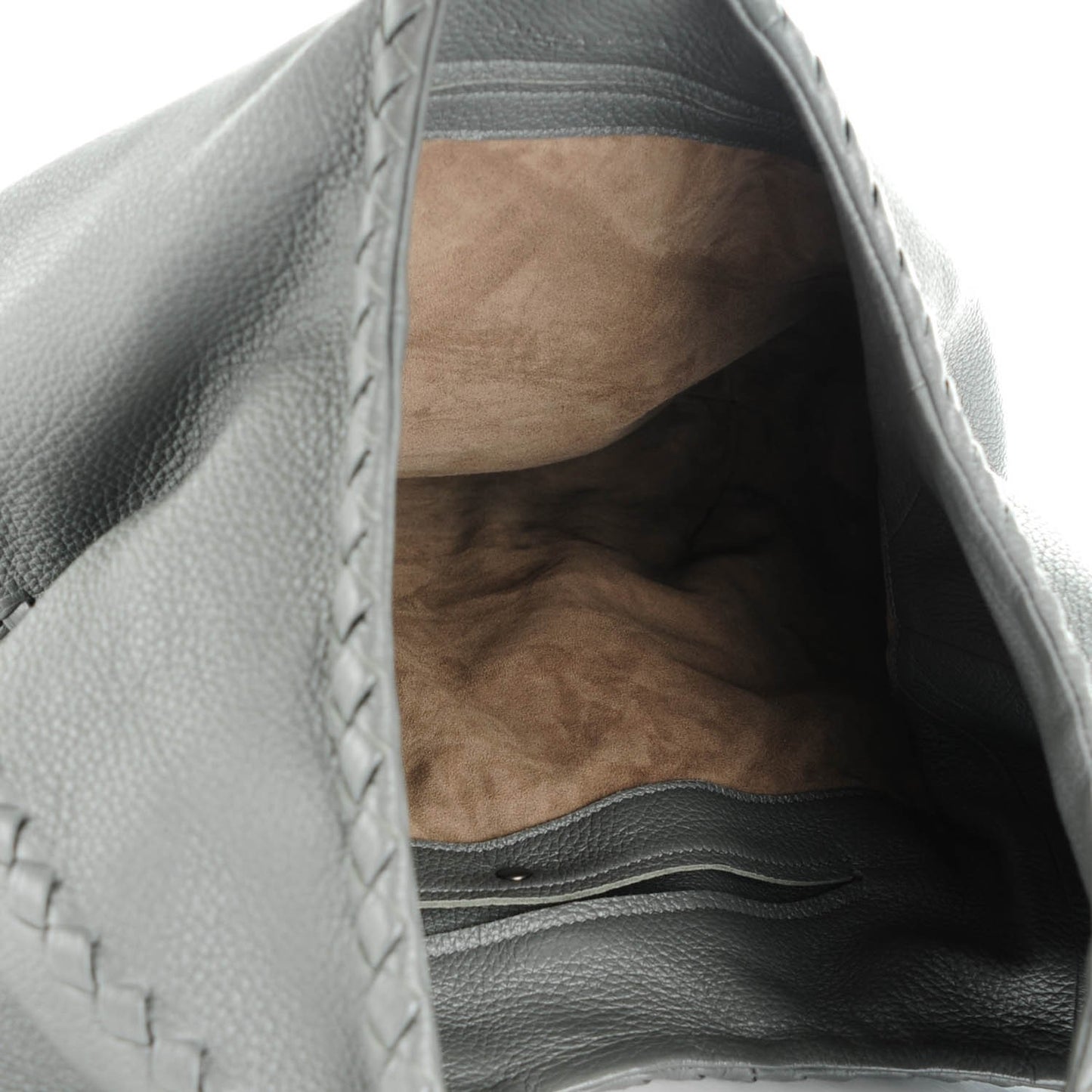 Cervo Deerskin Large Hobo Nero Light Grey
