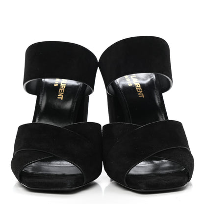Saint Laurent Suede Oak Mule Sandals 37 Black 2 of 9