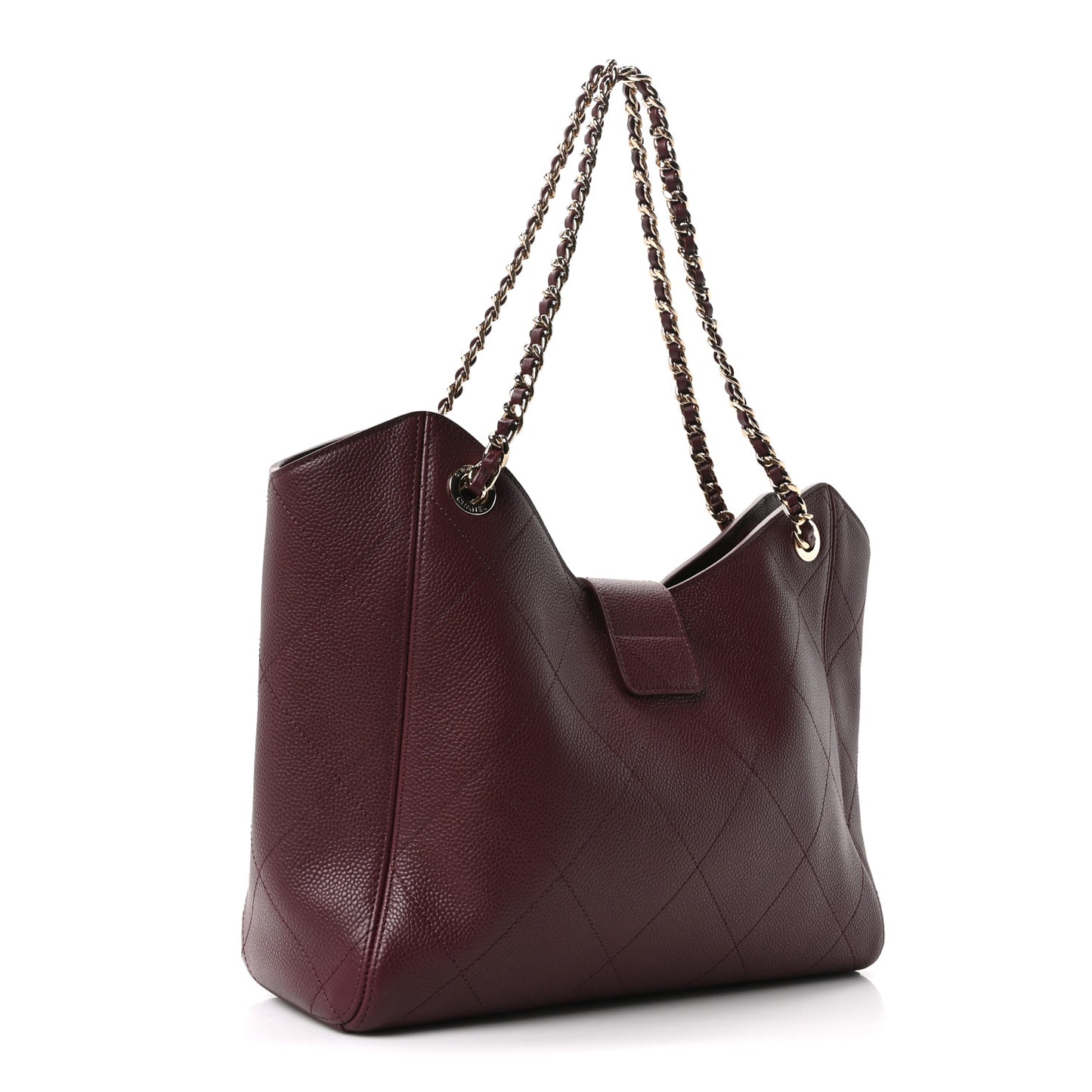 Grained Calfskin Large Shopping Bag Dark Burgundy