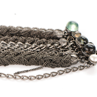 Chanel Multi Strand Braided Chain Choker Necklace Silver 5 of 5