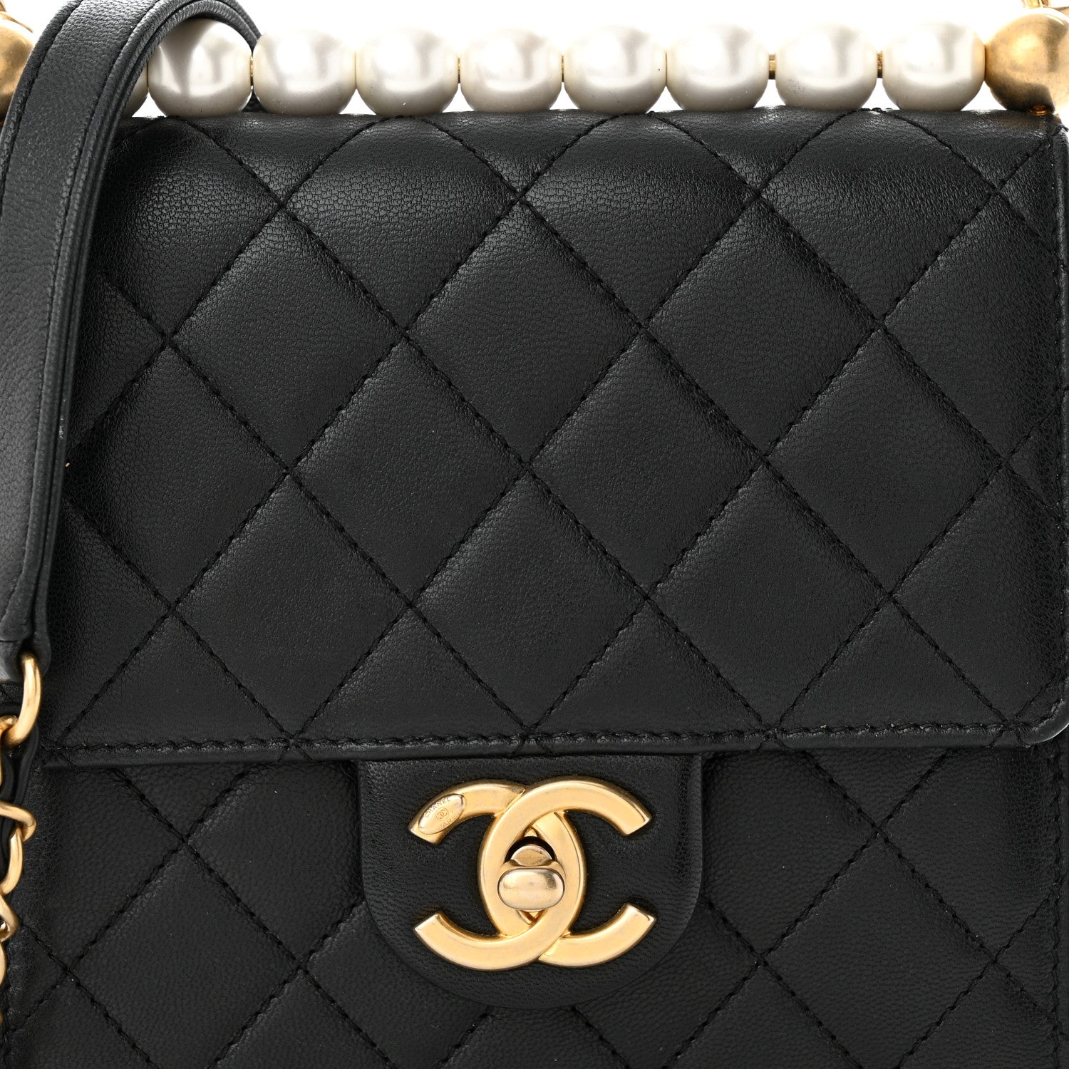 Chanel Lambskin Quilted Chic Pearls Flap Black 8 of 11