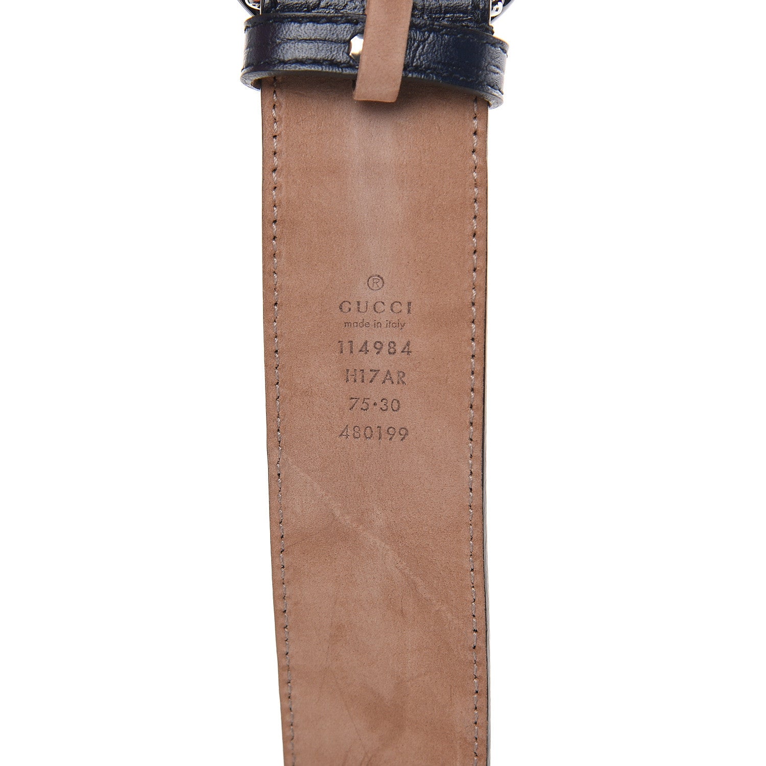 Gucci Calfskin Web Interlocking G Belt 75 30 Navy 5 of 7