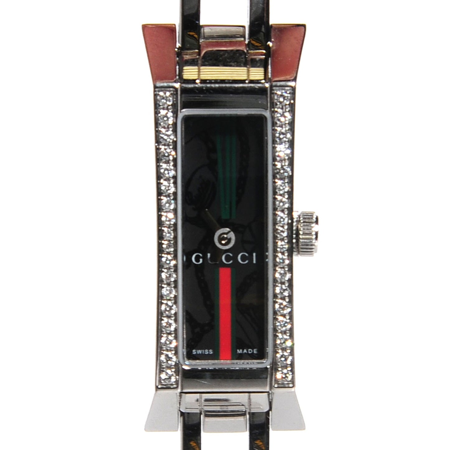 Stainless Steel Diamond 14mm G-Frame Quartz Watch Black