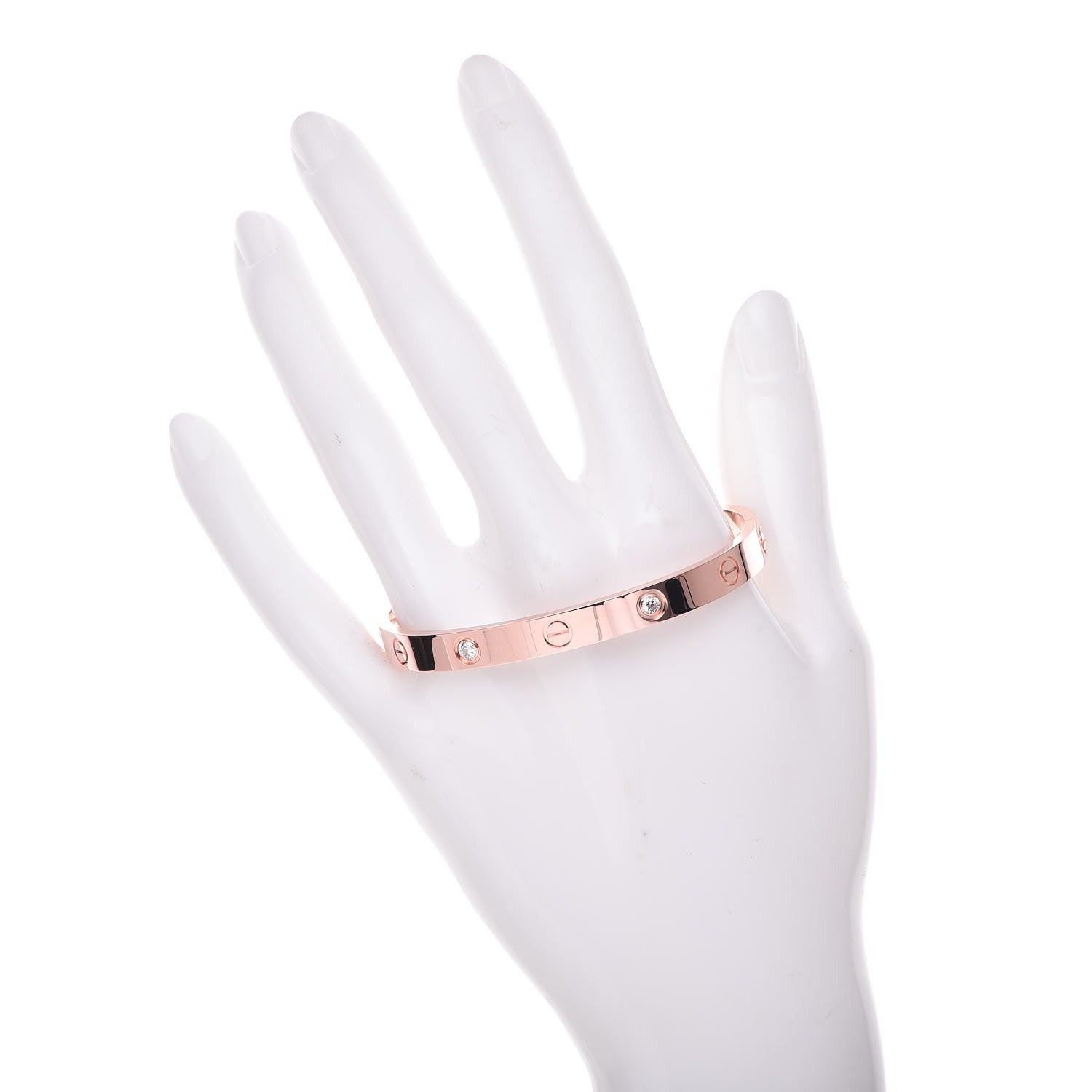 Cartier 18K Pink Gold 4 Diamond LOVE Bracelet 17 2 of 6
