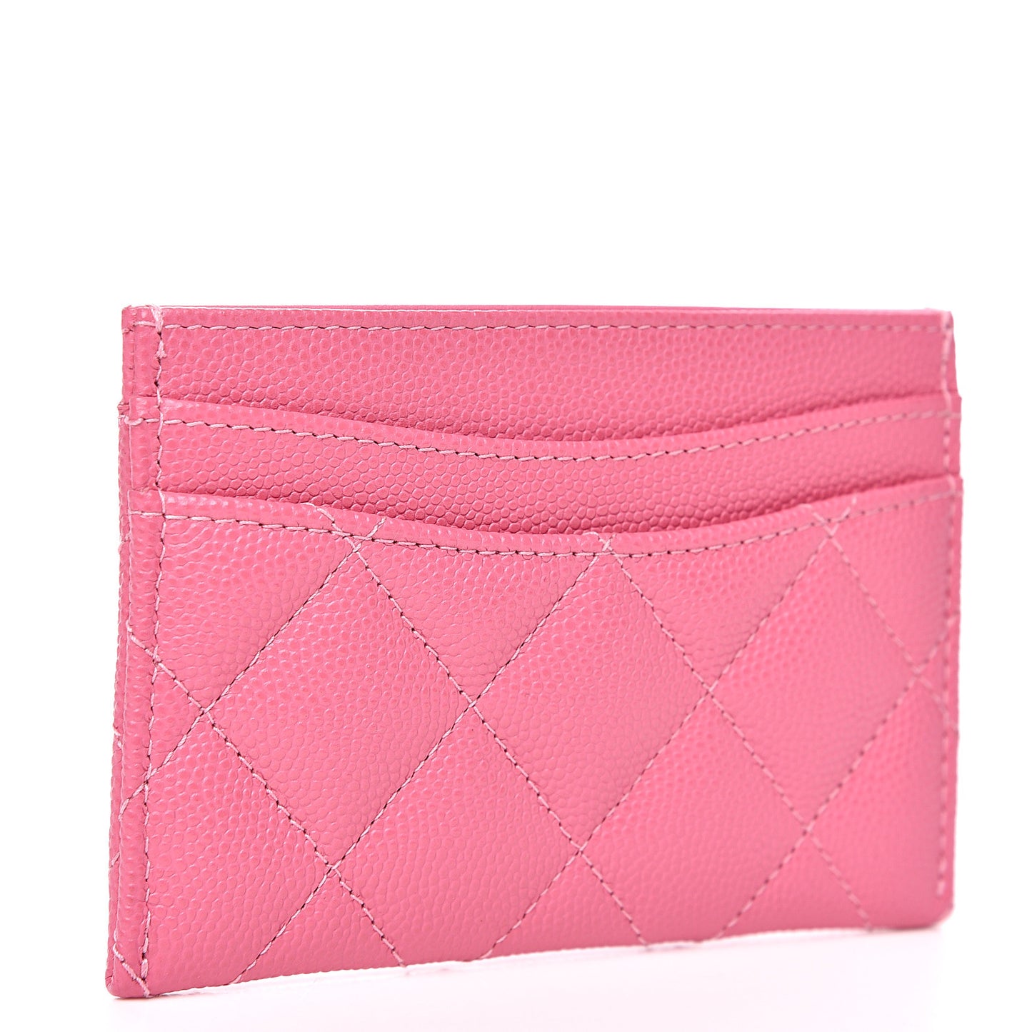 Caviar Quilted Card Holder Pink