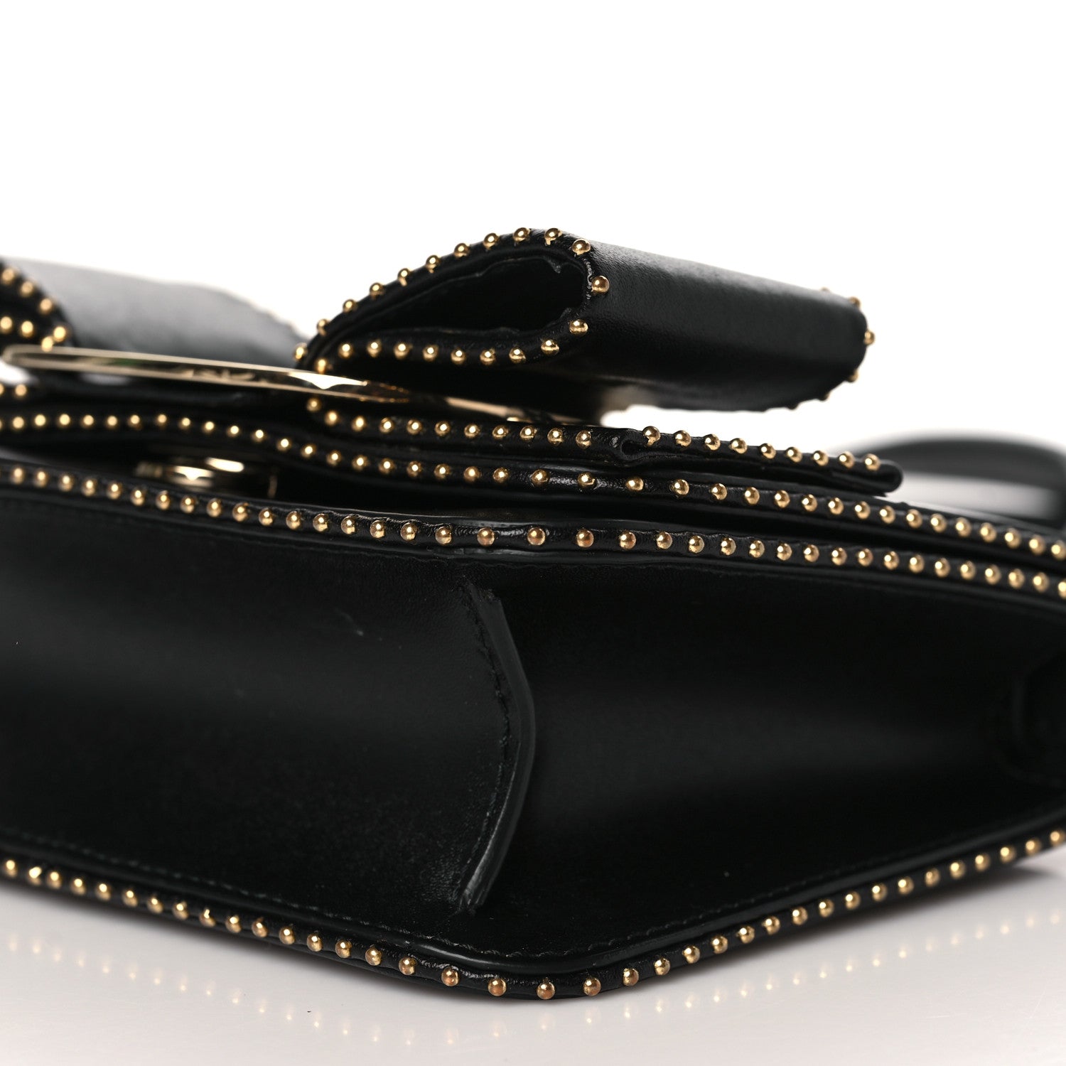 Salvatore Ferragamo Calfskin Studded Mini Vara Bow Rainbow Crossbody Bag Black 8 of 8