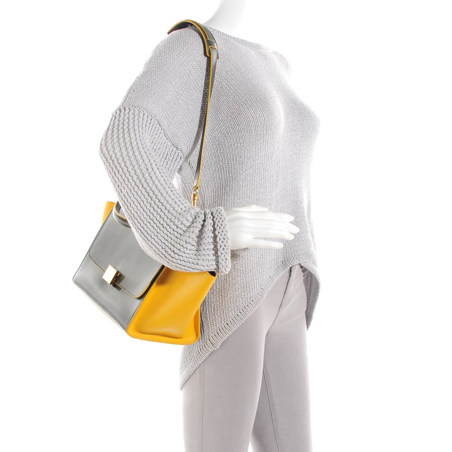 Smooth Calfskin Small Tri-Color Trapeze Yellow
