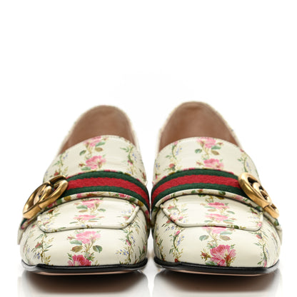 Gucci Calfskin Web Pearl Floral Embellished Peyton Loafer 38 White Multicolor 2 of 9