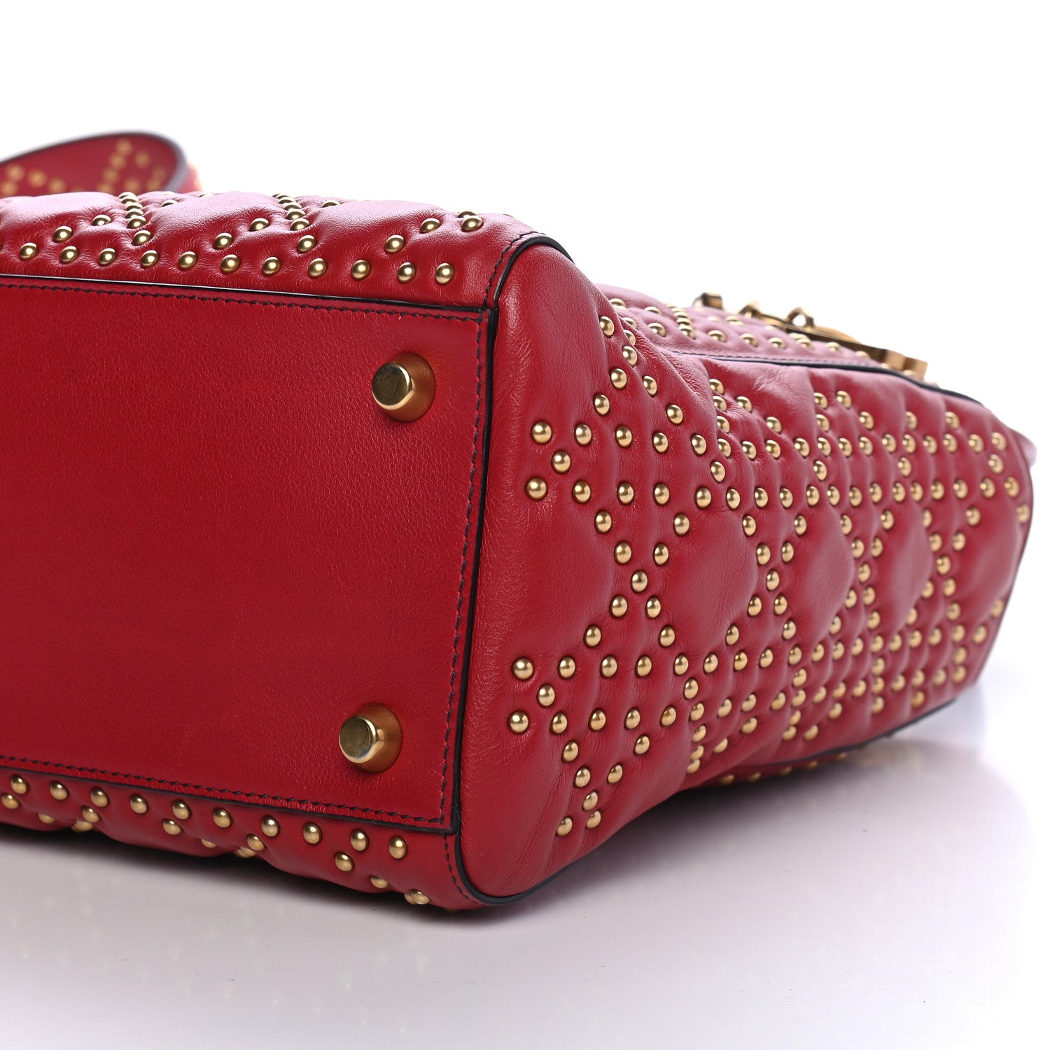 Christian Dior Lambskin Cannage Studded Medium Supple Lady Dior Red 9 of 9
