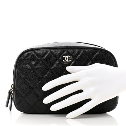 Chanel Caviar Quilted Medium Curvy Pouch Cosmetic Case Black 2 of 7